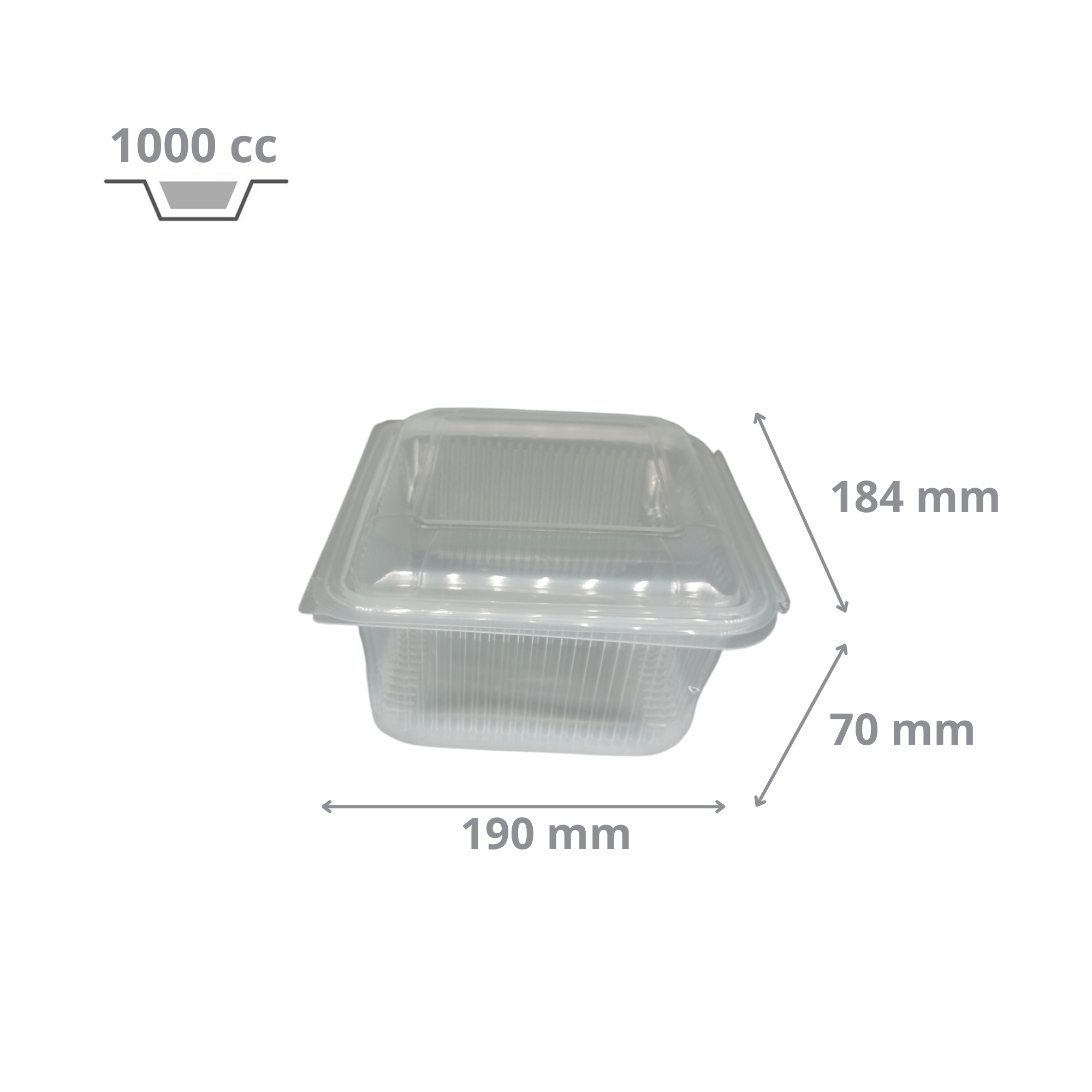 Barquette Micro-ondable 1000 cc avec Couvercle à Charnière en Plastique polypropylène (PP)